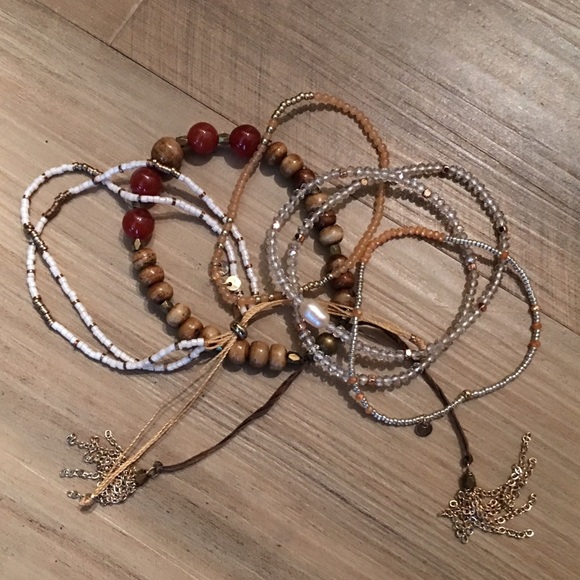 Bundle of 5 Boho Multilayered Bead Bracelets - Picture 3 of 8